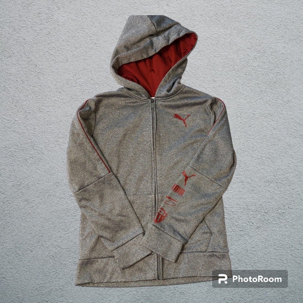 Puma Zip-up Hoodie w/Logo on Chest and Sleeve, YM